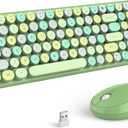 MOFii Wireless Keyboard and Mouse, Ergonomic Full Size Typewriter Keyboard and Mouse Combo for Mac, Windows 7/8/10, Laptop, Desktop, PC, Computer (Green Colorful)
