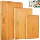 Totally Bamboo Cutting Boards for Kitchen - Bamboo Cutting Board Set with Juice Grooves, Non Toxin Cutting Boards, Chopping Boards, Charcuterie Boards, Serving Boards, Max Size 15" x 10"