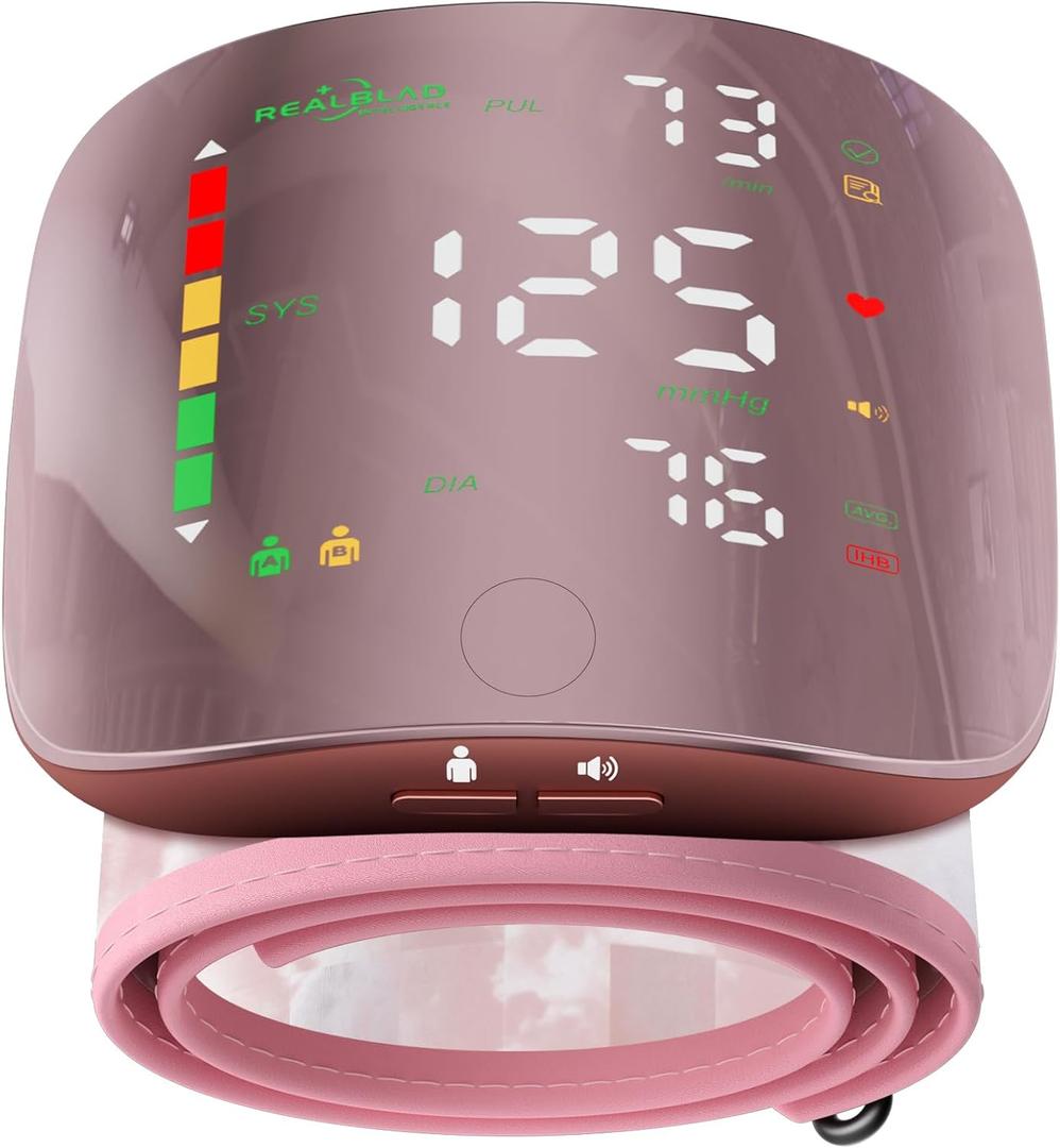 Wrist Blood Pressure Monitors for Home Use with Curved Screen, Rechargeable Bp Machine, One-Button Switch Voice and User, Easy to Use, 5.31-9.25inch Bp Cuff, with Storage Case Bp Monitor