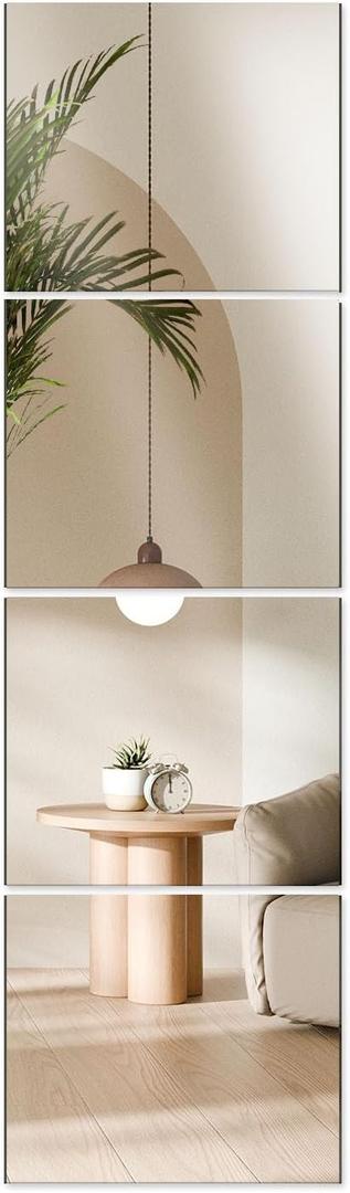 WRSION 4PCS 14"x12" Full Length Wall Mirror Tiles,Wall Mirrors Decorative Shatterproof Self Adhesive Glass Mirror Tiles for Bedroom,Dorm, Gym