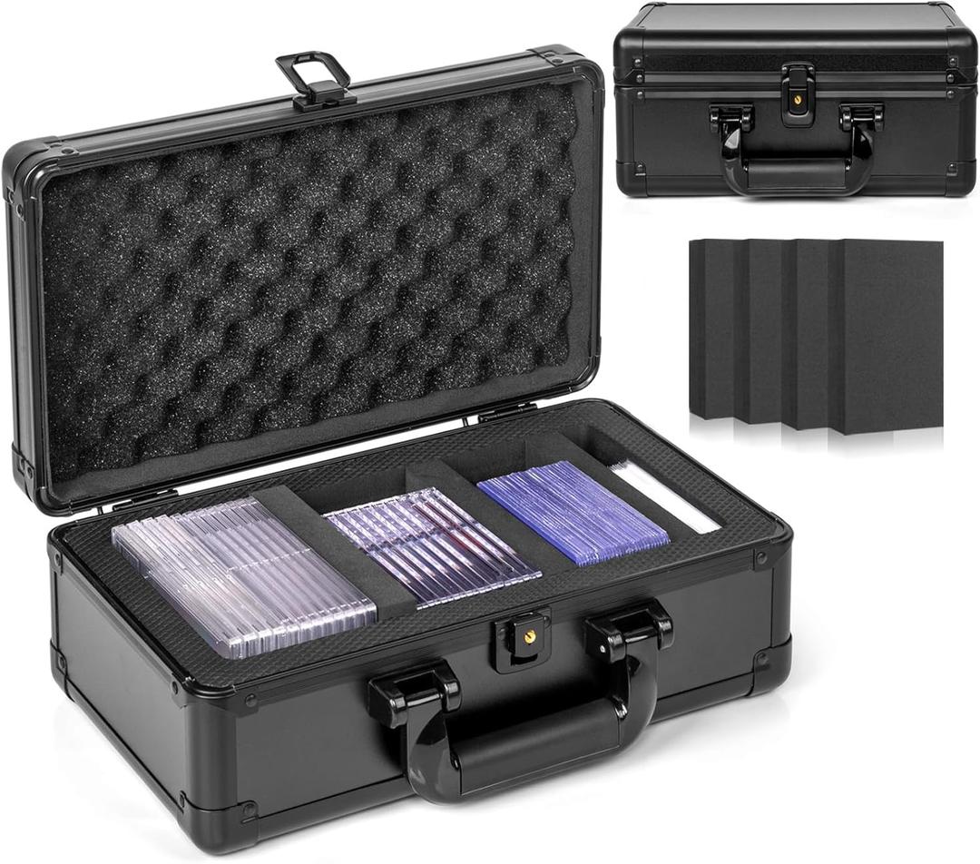 ULTRGEE Top Loader Storage Box, Graded Card Storage Boxes, Trading Card Organizer Cases, PSA Card Case Slab Case Holder for Sports Cards, Holds 125+ Top Loaders