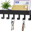 Key Holder Wall Mount Adhesive Magnetic - Hanging Key Hooks with Mail Organizer Tray for Wallet House Accessories - Keys Hanger Rack with Shelf for Camper Entryway Door Home Living Room Decor Black (Medium)