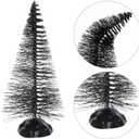 Yookat 40 Pieces Mini Christmas Trees Bottle Brush Trees Sisal Trees Mini Pine Trees with Wooden Base Bottle Brush Christmas Trees and Christmas Figures Decoration for Christmas Decoration (Black)