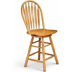 Sunset Trading Selections 24" Counter Height Swivel Barstool | Farmhouse Country Cottage Windsor Arrowback Caf Stool | Light Oak Solid Wood | Dining Room Kitchen Home Bar Furniture