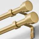Oneach 2-Pack Heavy Duty Curtain Rods for Windows 66 to 120 Inch, 1 Inch Pole Adjustable Curtain Rod with Easy Installation and Modern Design (Gold, 16 to 120 Inch)
