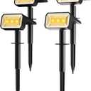 Fabrito 4 Pack Solar Spot Lights Outdoor Waterproof IP67, [108 LEDs, 4 Modes] Dusk to Dawn Spotlights for All Night, 2-in-1 Solar Landscape Lights for Garden, Yard, Tree, Pool, Warm White