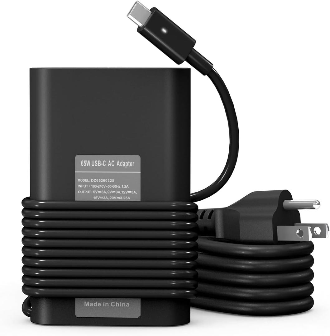 Dell 65W USB-C Laptop Charger for XPS 13 9250 9350 Latitude 5420 5520 5530 5430 5540 Inspiron 14 16 7420 7425 7620 2in1 Chromebook 3100 AC Adapter Power Cord Type c Dell Laptop Charger