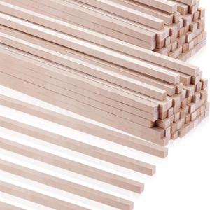 Yulejo 150 Pieces Balsa Wood Sticks 1/8 x 1/8 x 12 Inch Hardwood Square Dowels Unfinished Wooden Strips for DIY Molding Crafts Projects Making