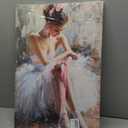 Pink Ballerina Girl Canvas Wall Art Ballet Lover Wall Decor Picture, 16"L x 12"W
