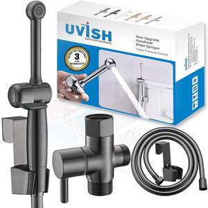 Handheld Bidet Sprayer for Toilet, Cloth Diaper Toilet Sprayer, Hand Held Bidet Attachment Brass 7.9" Bidet Wand, Adjustable Water Jet Spray with Backflow Preventer
