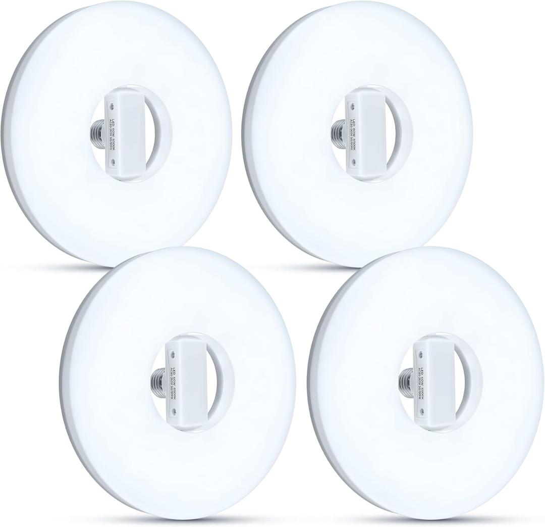 4 Pack 60W Flat Light Bulb, 8.5INCH 6500K Ultra Thin Flat LED Light Bulb with Folded E27 Base for Home Lighting, Garage, Workshop, Basement
