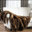 Touchat Luxury 1000GSM Faux Fur Throw Blanket, Super Thick Warm Cozy Grey Blankets for Couch Bed Sofa, Plush Fuzzy Elegant Soft Reversible Mink Blanket for Living Room Bedroom,80x80,Brown