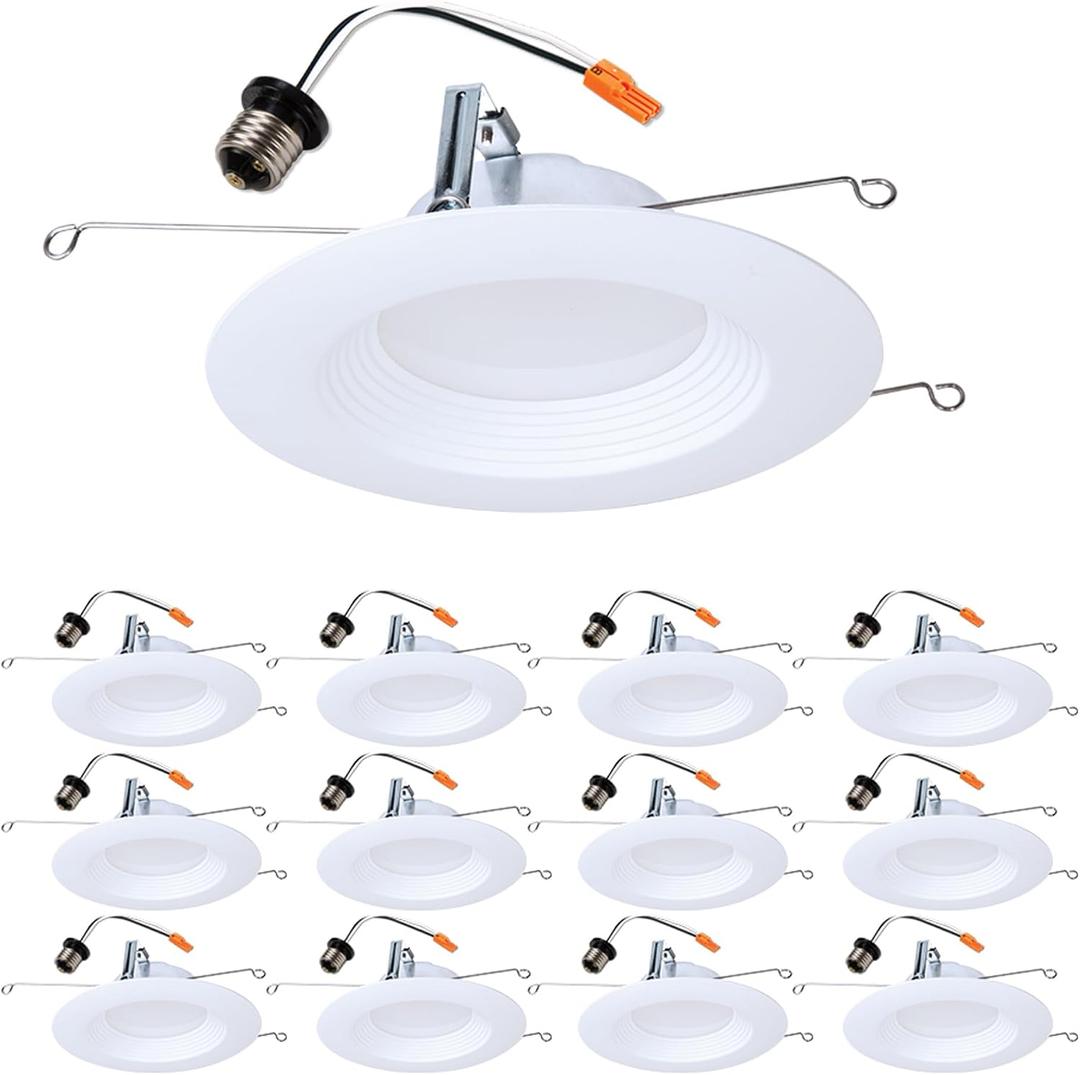 HALO LTE 12-Pack 5/6 in Indoor/Outdoor Recessed LED Trim Can Lights, 600 Lumens, 3000K Soft White, Dimmable, Wet Location, Energy Star, Air-Tite Certified - LTE566930-12PK