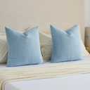FUTEI Blue Decorative Throw Pillow Covers 20x20 Inch Set of 2,Soft Cozy Chenille Geometric Textured Cushion Case,Home Decor for Couch Bed Living Room