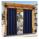 NICETOWN 2 Pieces Outdoor Waterproof Patio Curtains 84 Inches Long, Rustproof Grommets Vertical Drapes Keep Sun & Rain Out for Porch/Cabana/Gazebo, Navy Blue, 55'' Wide