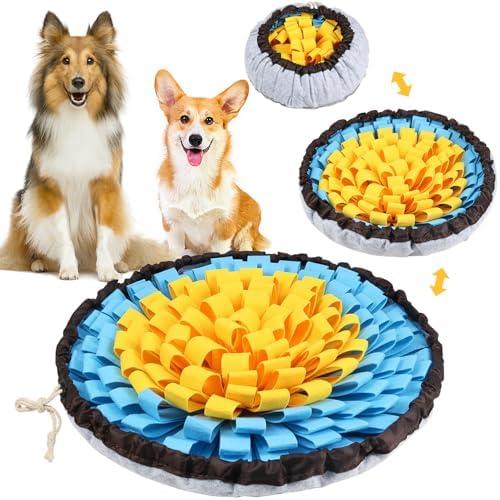SZEE Snuffle Mat for Dogs, Adjustable Sniffing Mat for Smell Training and Slow Eating, Dog Snuffle Pad for Mental Stimulation and Enrichment, Interactive Toys for Pets (Yellow and Blue)