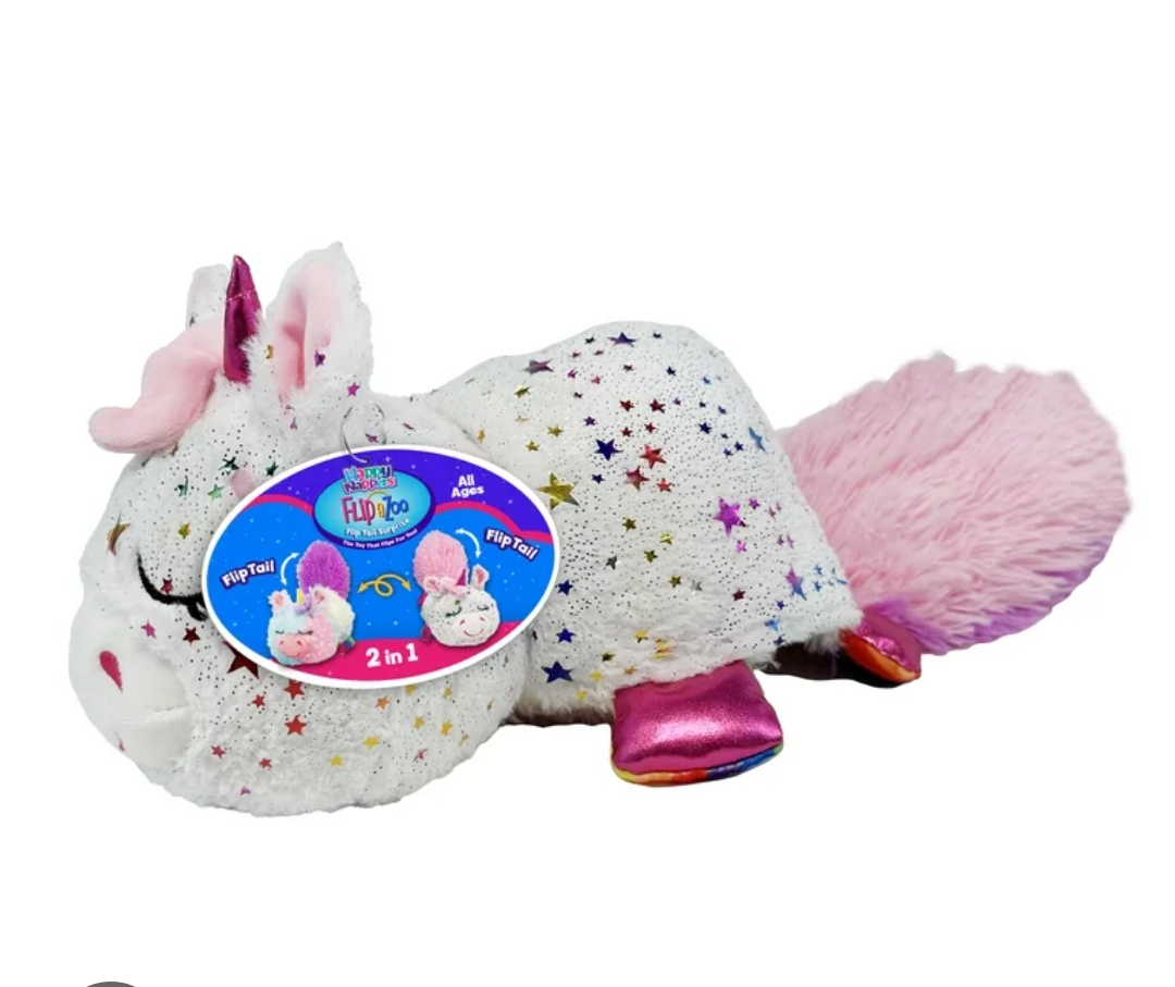 Happy Nappers FlipaZoo Unicorn Children's Plush Toy, Reversible, Sparkle/Rainbow