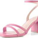 Shoe'N Tale Strappy Heels for Women Square Toe Chunky Block Heels Ankle Buckle Heeled Sandals(7, Pink)