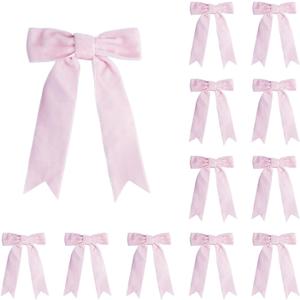2 x Meseey 12 Pcs Pink Velvet Bows with Twist Tie 3.5 Inch Pre-Tied Vintage Christmas Velvet Ribbon Bows for Treat Bags Gift Wrapping Basket Wedding Baby Shower Brithday Party