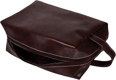 NULYLU Large Capacity Vintage Toiletry Bag for Men Portable Pu Bag Decorative Storage for Travel and Everyday Use