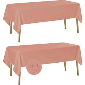 Fokitut 2 Pack Waterproof Rectangle Tablecloth, 60x120 Inch,Stain Resistant and Wrinkle Polyester Table Cloth, Fabric Table Cover for Kitchen Dining, Wedding, Party, Holiday Dinner-Dusty Pink