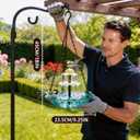 2026 New Solar Cascade Hanging Bird Bath Fountain Outdoor Bowl Bird Bath with Solar Pump, Large Hanging Fountain for Hummingbirds, Gardens, Patio & Backyard (Blue)