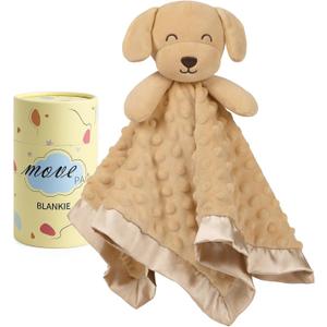 Baby Dog Security Blanket, Soft Puppy Lovey Toy Blanket for Boys and Girls, Snuggle Toy Lovie Newborn Gift, Unisex Stuffed Animals Brown 16 Inch