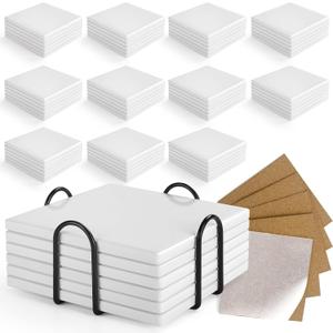 4.2x4.2in Square Sublimation Ceramic Coasters+12 Metal Stands 72Pcs