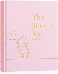 Lanpn Hello Baby First 5 Year Memory Book for Boy Girl - Linen Hardcover Baby Book Keepsake for New Parents - Newborn Baby Journal Scrapbook Photo Album Baby Milestone Book (Pink, 154 Pages)