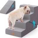 Gardner Pet Dog Stairs for Small Dogs 18.5" H, Small 2 in 1 Transformable 4-Step Pet Stairs and Dog ramp, Steps for Couch with Durable Non-Slip Waterproof Fabric Cover and Soft Foam, Grey