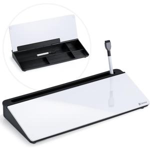 Varhomax Glass Desk Whiteboard with Storage, Desktop Organizer to-do List Memo Notepad Dry Erase White Board for Home Office and School Supplies (Black&White)