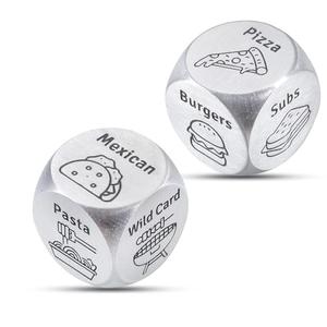 2 PCS Food Dice Game Anniversary Steel Gifts for Couple Wife Husband Food Decision Dice for Couple Mom Dad Son Daughter Date Night Game Christmas Valentines Gifts for Him Her Girlfriend Boyfriend