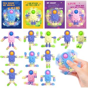 Valentines Day Gifts for Kids - 28 Pack Wacky Tracks & Fidget Spinners with Valentines Greeting Cards for Kids Classroom, Kid Valentines Exchange Gifts Ideas Preschool Valentine Gifts Favors