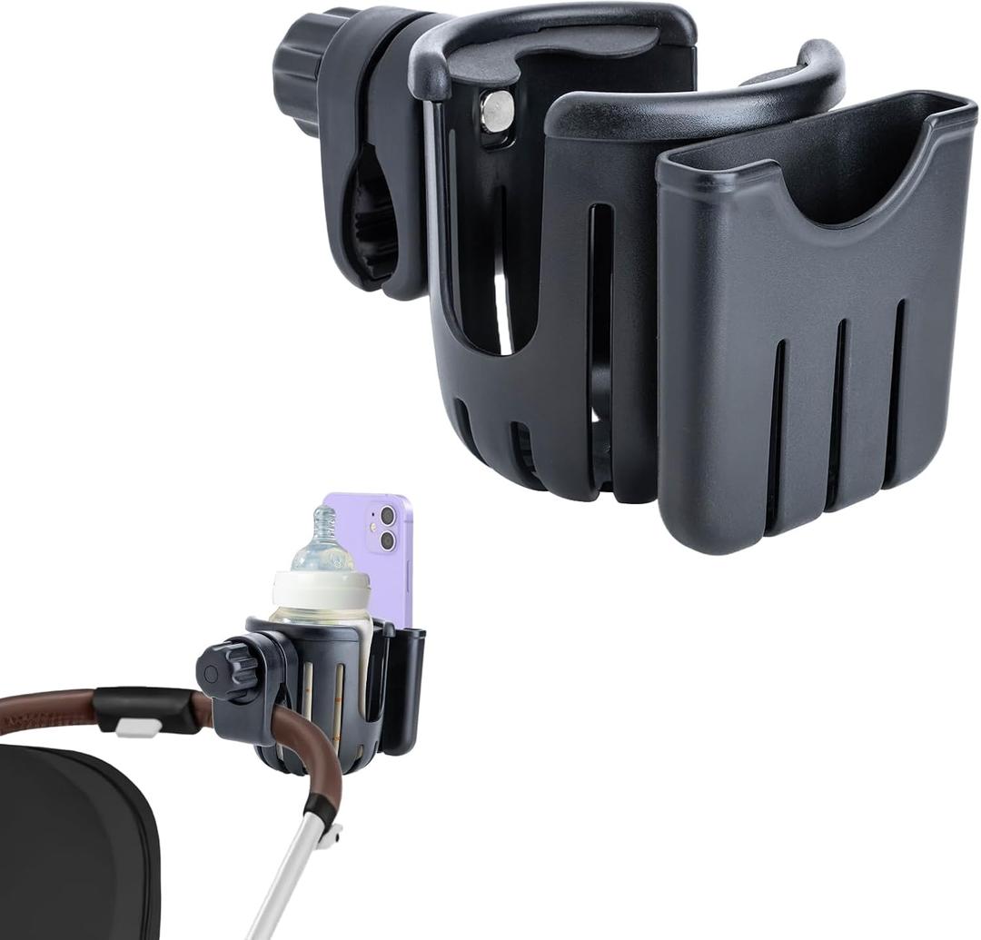 Cup Holder Compatible with Cybex Stroller | Rotable and Adjustable, Stroller Cup Holder with Phone Slot