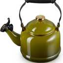 Le Creuset Enamel On Steel Demi Tea Kettle with Metal Finishes, 1.25 qt., Olive