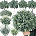 Serwalin 130 Pcs 8 Kinds Mixed Eucalyptus Stems Bulk,Artificial Greenery Silver Dollar Eucalyptus Leaves Picks for Centerpieces Vase DIY Bouquet Arrangement Home Decor
