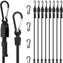 8 Pcs 48" Adjustable Bungee Cords with Hooks, Heavy Duty UV Resistant Shock Straps with Carabiner Clips