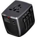International Travel Adapter Voltage Converter Steps Down 220V to 110V for Cell Phones, Laptops, and Curling Irons, US to UK, Europe, Australia, and More Than 200 Countries(Black)