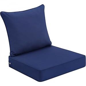 WEOAVRY Outdoor Patio Chair Cushions 24x24 Inch, Waterproof Cushions for Deep Seat Patio Furniture, Replacement Cushion for Outdoor Furniture