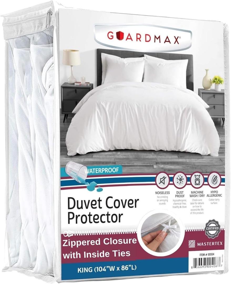 Guardmax Waterproof Duvet Cover - Jersey Fabric with Zipper Closure | Premium Quality, Bed Bug & Allergen Proof King (104 x 86)
