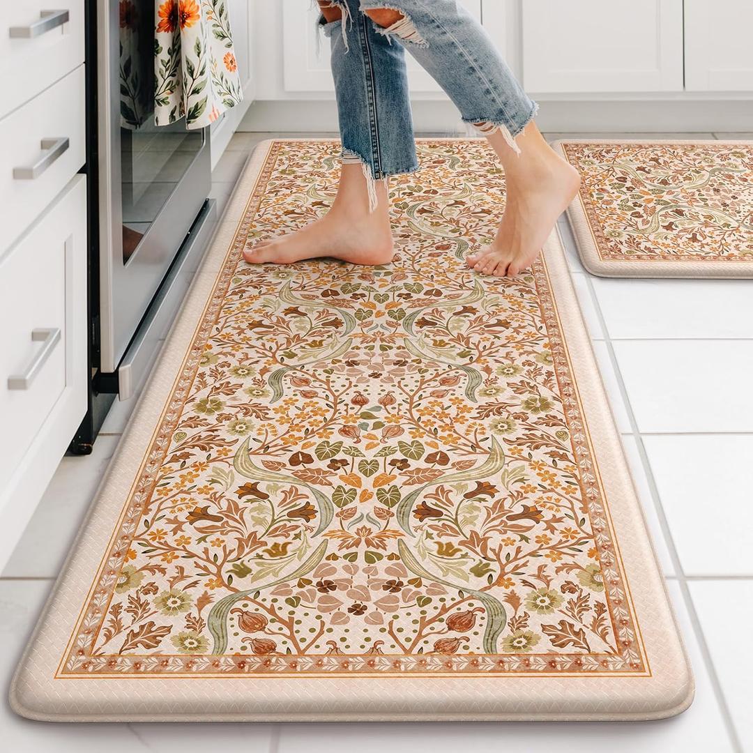 Collive Kitchen Rugs Sets of 2 Non Slip Washable, 20"x47"+20"x32"