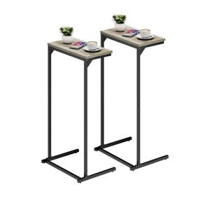 TUTOTAK C Shaped End Table, Small Side Table, Set of 2, 28.7 inch Tall Couch Table, Sofa Table, Living Room, Bed Room, Greige TB01BG0712 Greige