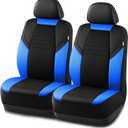 Rubbermaid Car Seat Cover, Leather & Air-Cool Mesh Front Seat Cover, Airbag Compatible, Slip-On Installation, Automotive Seat Cover Universal Fit for Most Cars, Trucks, SUVs-Blue