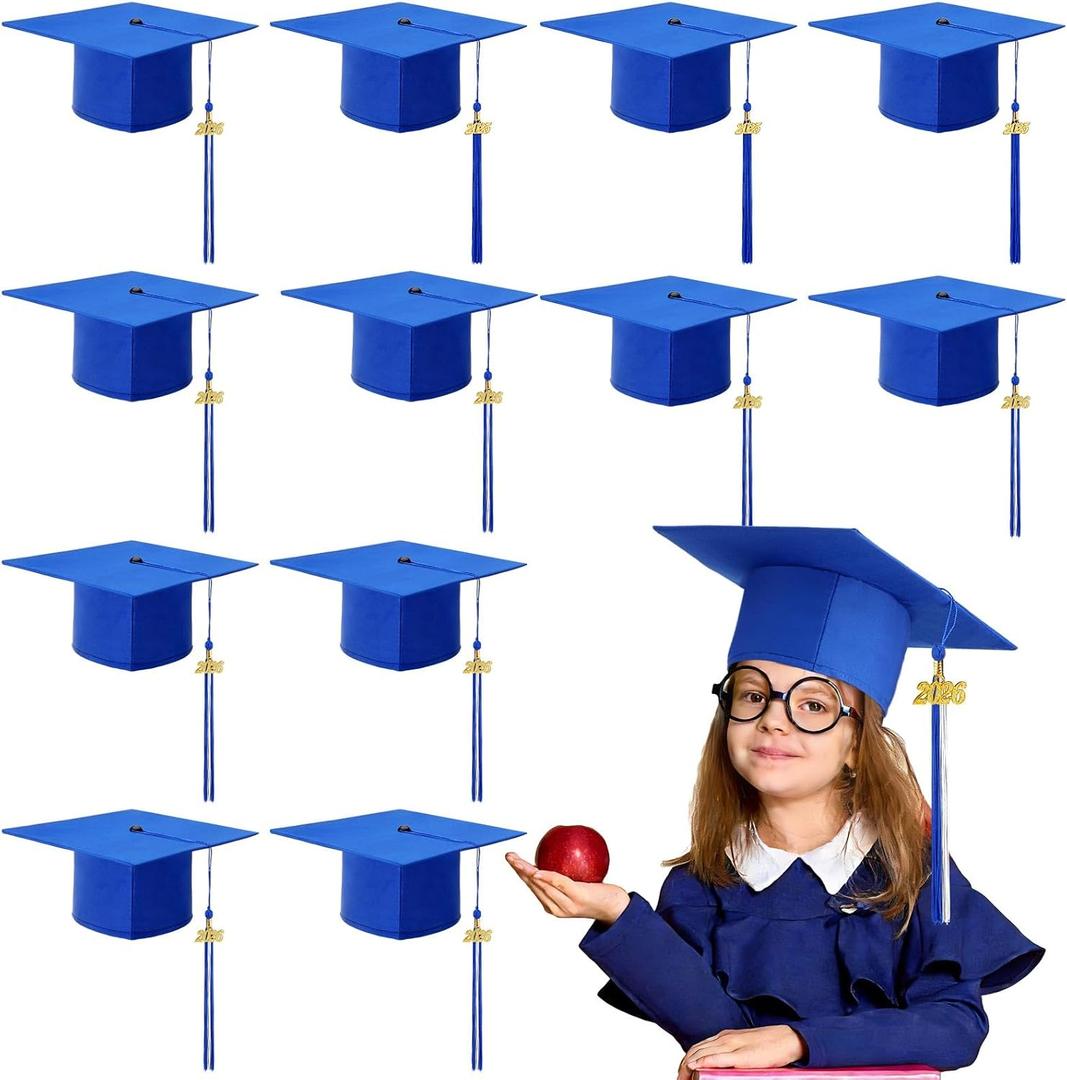 Berlune Child Size 2026 Preschool Grad Caps Bulk Kindergarten Graduation Cap Grad Hats with Metal 2026 Tassel for Preschool