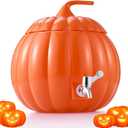 Uiifan 1 Pack 2 Gallon Glass Pumpkin Drink Dispenser for Fall Thanksgiving Party Supplies, Beverage Dispenser with Spigot, Trick or Treat Pumpkin Punch Bowl for Autumn Halloween Kitchen Decor (Orange)