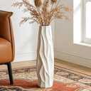 Floor Vase, GDSZJLJ 24 Inches Tall Ceramic White Large Decorative Vases for Modern Home Decor, Living Room, Minimalist Style Flower Vase for Pampas Grass, Flowers, Twigs, Office, Bedroom Dcor