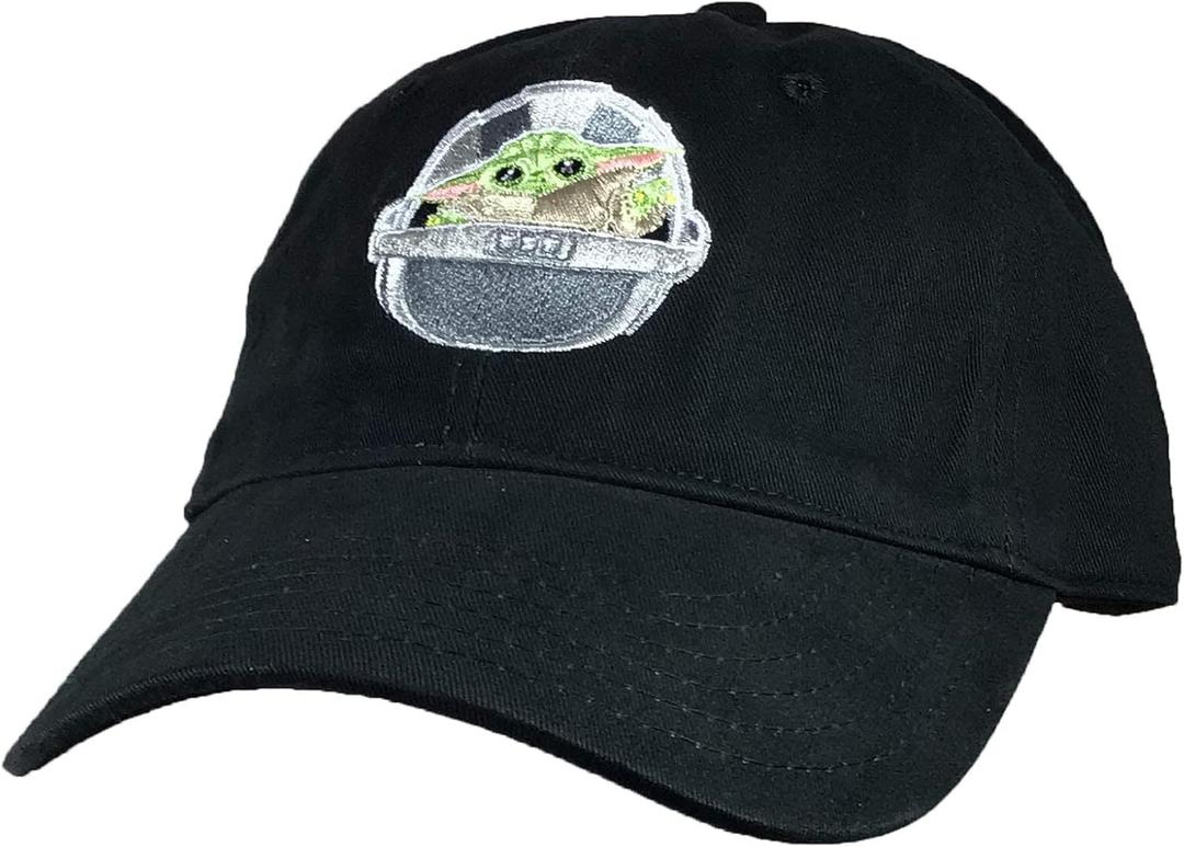 STAR WARS Grogu Dad Hat, The Mandalorian Adjustable Baseball Cap, Black - Egg, One Size