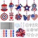 WinnerWhy 30 Sets 4th of July Crafts Bulk, Patriotic 250th Anniversary Stained Glass Sun Catcher Art Kits for Memorial Day Home Party Project Activities Hanging Ornaments