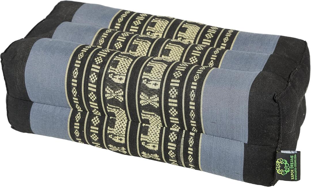 GABUR Meditation Cushion & Yoga Prop, 100% Kapok (Blue Elephants) by Kapok-Dreams, 14 x 6 x 4