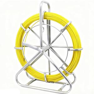 6mm (1/4") x 500ft (152M) Fiberglass Duct Rodder, Heavy-Duty Electrical Fish Tape Cable Puller with Durable Steel Reel Stand & Cage Wheel, Wire Running Rod for Conduit Installations